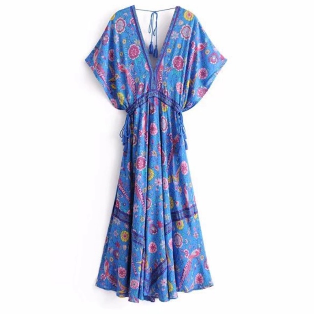 Lovebird Half Moon Gown Maxi DRESS Blue NEW - Picture 4 of 5